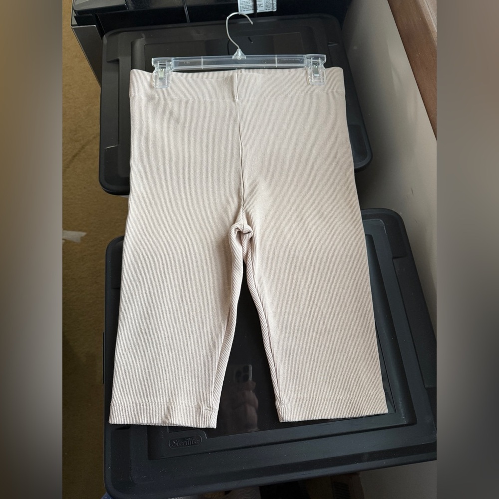 TKEES Bike 4 unisex Cycling Shorts Taupe Ribbed Cotton Stretch Y2K - Picture 2 of 11